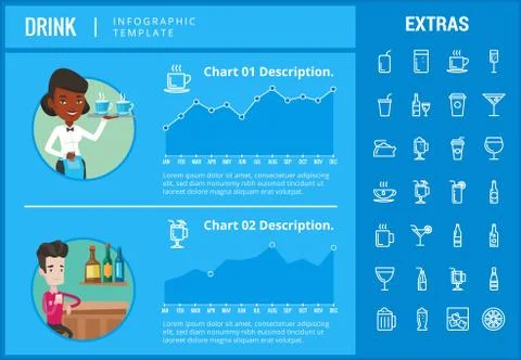 Drink infographic template, elements and icons. Stock Illustration