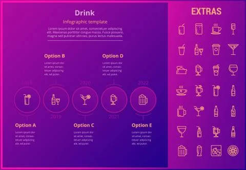 Drink infographic template, elements and icons. Stock Illustration