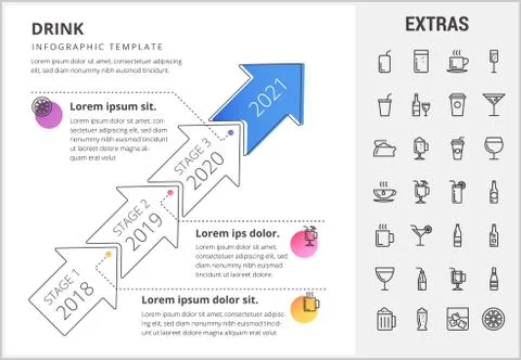 Drink infographic template, elements and icons. 스톡 일러스트