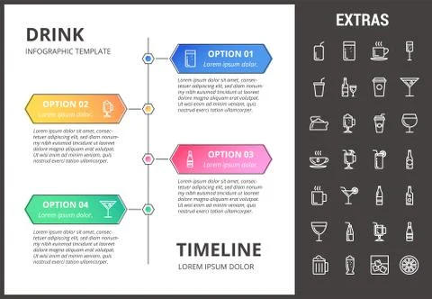 Drink infographic template, elements and icons. Illustrazione stock