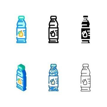 Drink juice minimal plastic bottle color icon vector Stock Illustration
