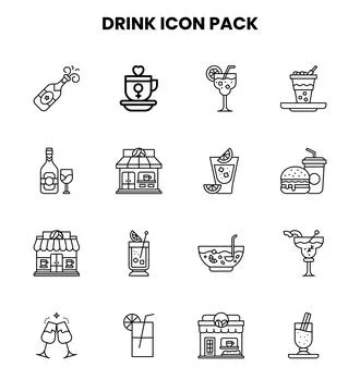 Drink Line Graphics Icons Pack Illustrazione stock