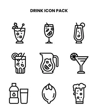 Drink Line Graphics Icons Pack Illustrazione stock