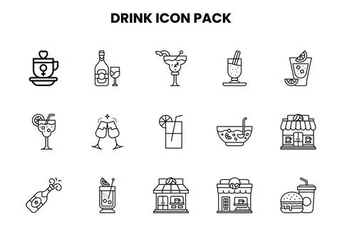 Drink Line Graphics Icons Pack Illustrazione stock