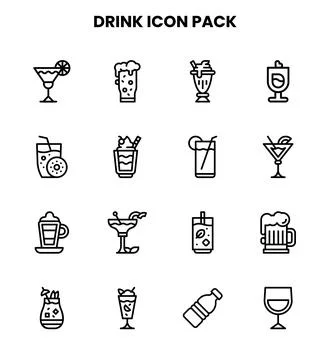 Drink Line Graphics Icons Pack Illustrazione stock