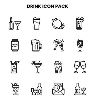 Drink Line Scalable Icons Pack Stock Illustration