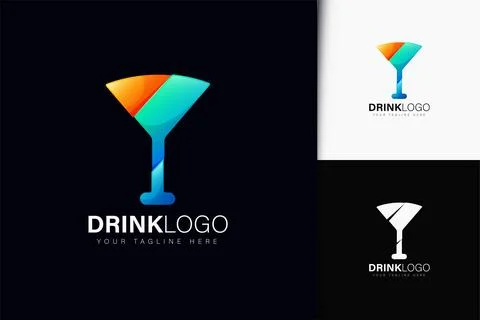 Drink logo design with gradient Stock Illustration