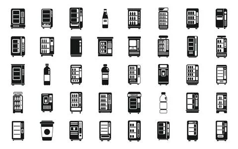 Drink machine icons set simple vector. Water plastic Stock Illustration