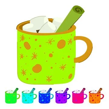 Drink marshmallow cup vector cartoon graphic Stock Illustration