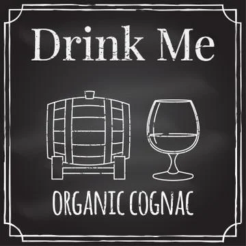 Drink me. Elements on the theme of the restaurant business.  Chalk drawing .. Stock Illustration
