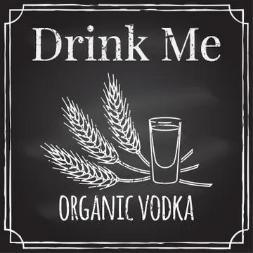 Drink me. Elements on the theme of the restaurant business.  Chalk drawing .. Stock Illustration