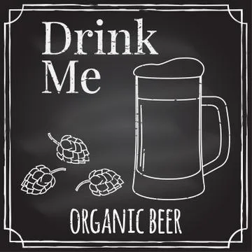 Drink me. Elements on the theme of the restaurant business.  Chalk drawing .. Stock Illustration