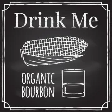Drink me. Elements on the theme of the restaurant business.  Chalk drawing .. Stock Illustration