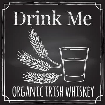 Drink me. Elements on the theme of the restaurant business.  Chalk drawing .. Stock Illustration