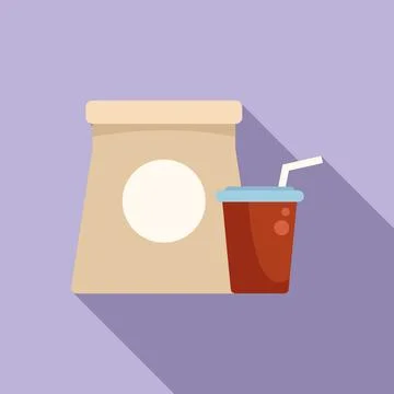 Drink meal icon flat vector. Lunch food 스톡 일러스트