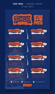 Drink menu design in blue background with arabic typography for ramadan ift.. Stock Illustration