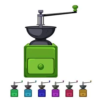 Drink mill coffee grinder manual cartoon vector graphic Stock Illustration