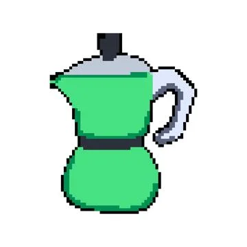 Drink moka pot coffee pixel art vector illustration Stock Illustration