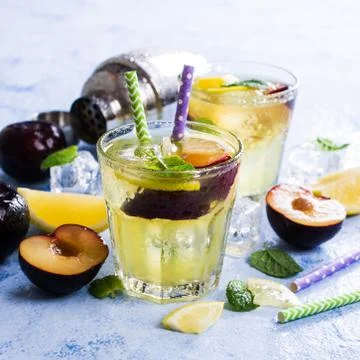 Drink with plums Stock Photos