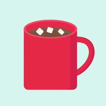 Drink in a red mug with marshmallows on a light background Stock Illustration