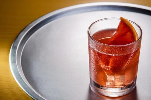 Drink on a silver tray Stock Photos