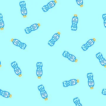 Drink soda plastic bottle vector seamless pattern Stock Illustration