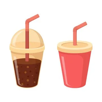 Drink with straw icon in flat style. Soda vector illustration on isolated b.. Stock Illustration