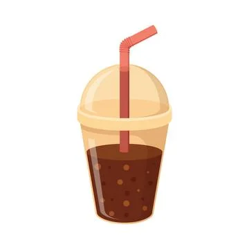 Drink with straw icon in flat style. Soda vector illustration on isolated b.. Stock Illustration