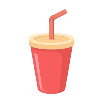 Drink with straw icon in flat style. Soda vector illustration on isolated b.. Stock Illustration