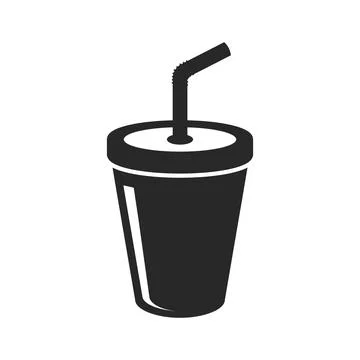 Drink with straw icon in flat style. Soda vector illustration on isolated b.. Stock Illustration