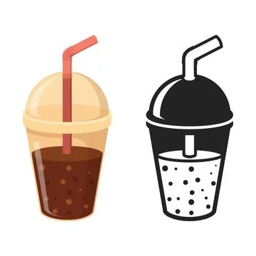 Drink with straw icon in flat style. Soda vector illustration on isolated b.. Stock Illustration