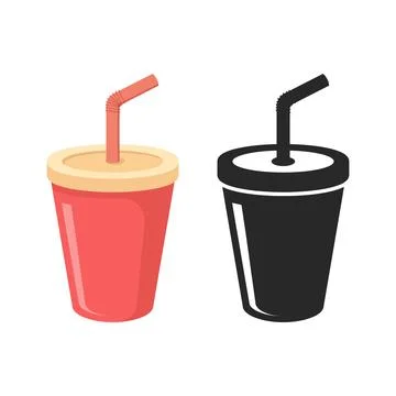 Drink with straw icon in flat style. Soda vector illustration on isolated b.. Stock Illustration