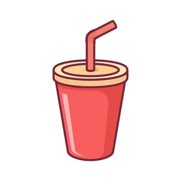 Drink with straw icon in flat style. Soda vector illustration on isolated b.. Stock Illustration
