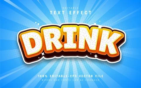Drink text effect cartoon style Stock Illustration