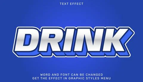 Drink text effect template in 3d design Stock Illustration