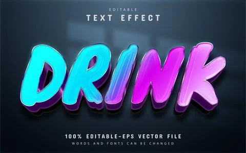 Drink text, gradient text effect editable Illustrazione stock