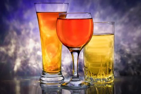 Drink three glasses closeup Stock Photos