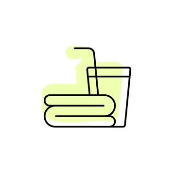 Drink, towel with color shadow vector icon in hotel service set Stock Illustration