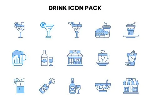 Drink Two Colour Graphics Icons Pack Stock Illustration