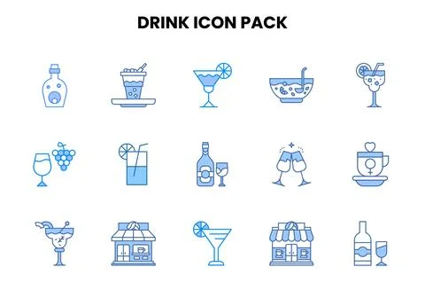 Drink Two Colour Icons Pack Stock Illustration