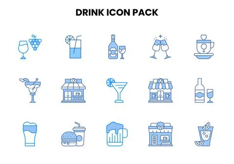 Drink Two Colour Scalable Icons Pack Stock Illustration