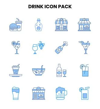 Drink Two Colour Vector Icons Pack Stock Illustration