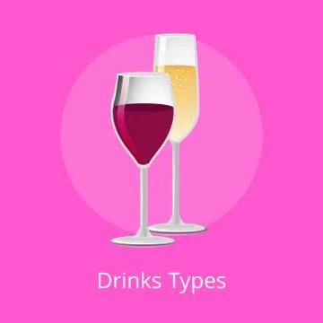 Drink Types Winery Refreshing Champagne Burgundy Stock Illustration
