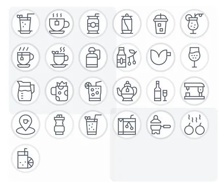 Drink Ultimate Vector Package with 25 High Resolution Regular Line Pixel Op.. Stock Illustration