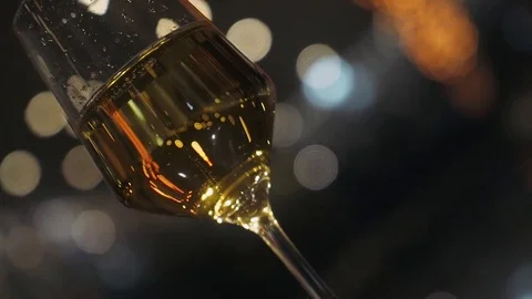 Drink, view of a glass of champagne, a shallow depth of field. Stock Footage