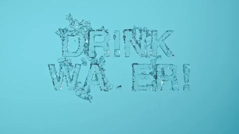 Drink Water message with bubbles lettering on blue background Stock Footage 345450446