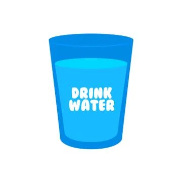Drink Water text inside the Blue Glass Stock Illustration