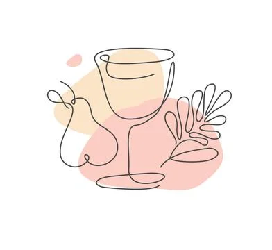 Drink Wine One Continuous Line Drawing Sign Emblem . Vector Stock-Illustration
