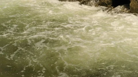 Drinkable water flowing through dam, daytime, water bubbles, rich in oxygen, Stock Footage 244588744