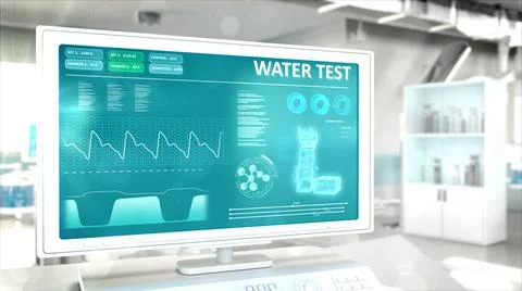Drinkable water quality test in high tech clinic room. concept Stock Illustration